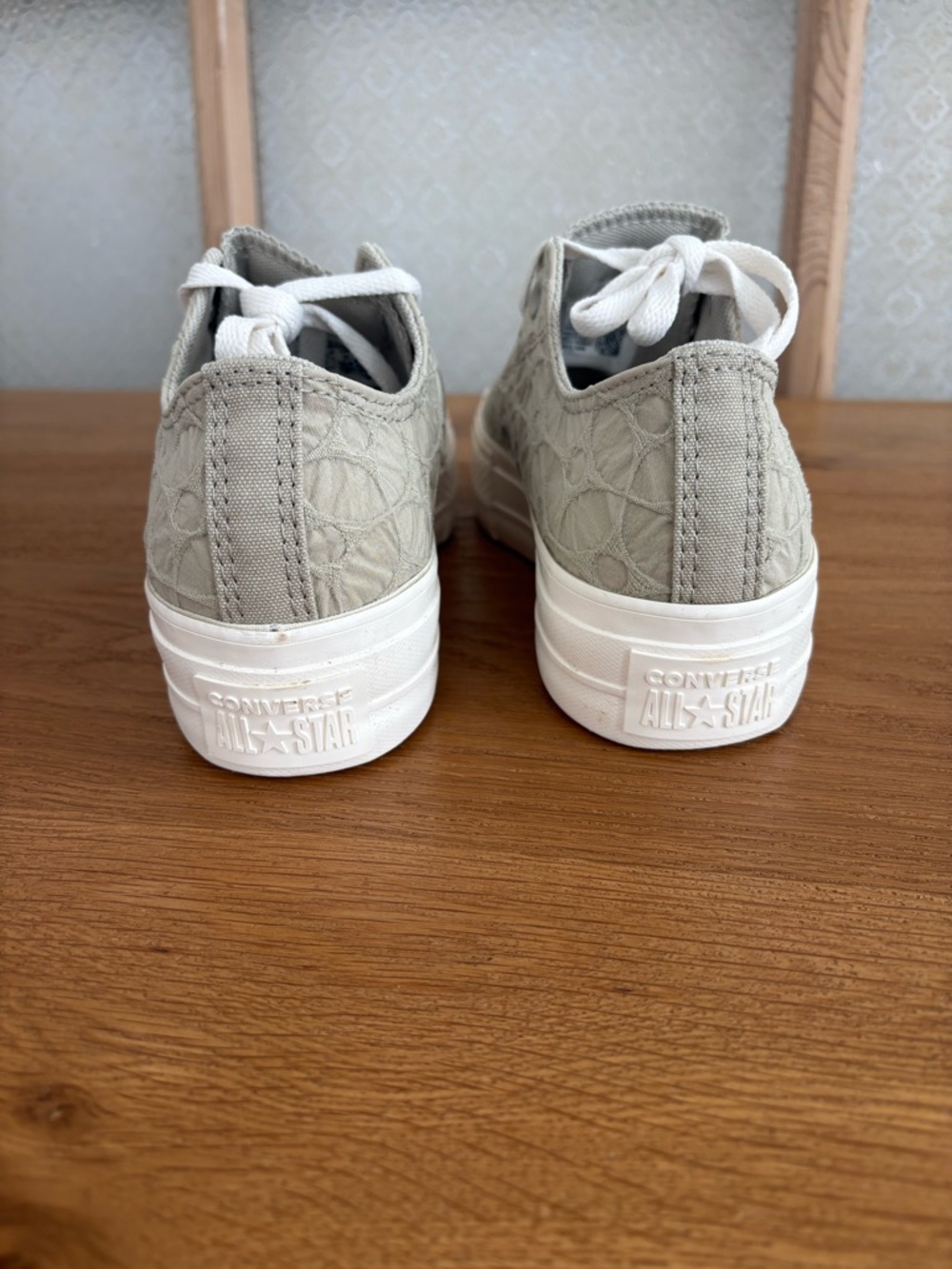 Converse Low Top Platform Sneakers in Light Gray and White - Picture 2 of 6